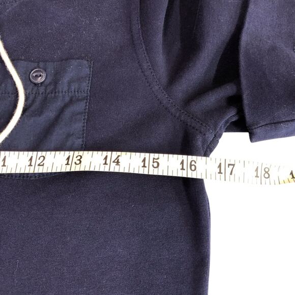 Ralph Lauren Jeans Co Navy Knit Shift Dress Lace Up V Neck Short Tab Sleeves - Picture 7 of 16